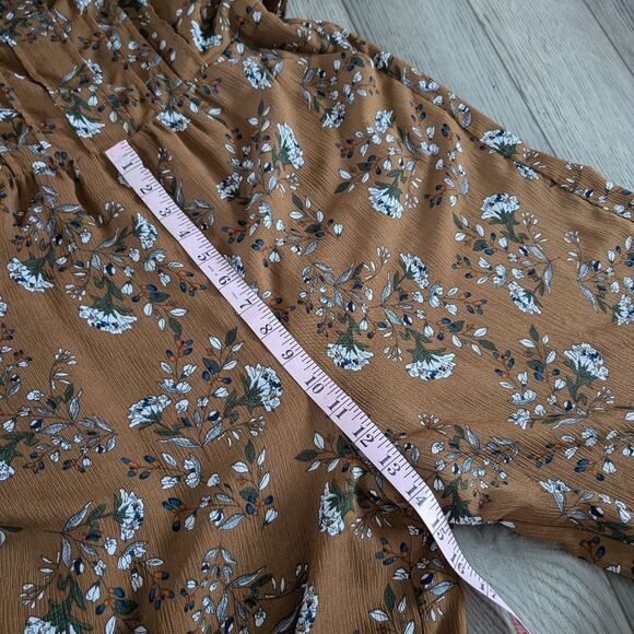 Elliatt Anthropologie Tan Prairie Floral Print Wide Leg Crepe Jumpsuit Size L - Picture 5 of 11